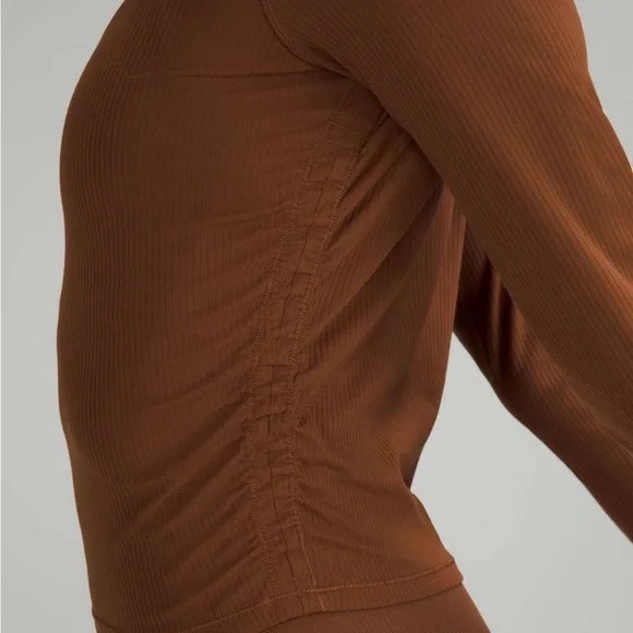 lululemon athletica All it Takes Ribbed Nulu Long sleeve shirt Roasted Brown - Picture 2 of 8